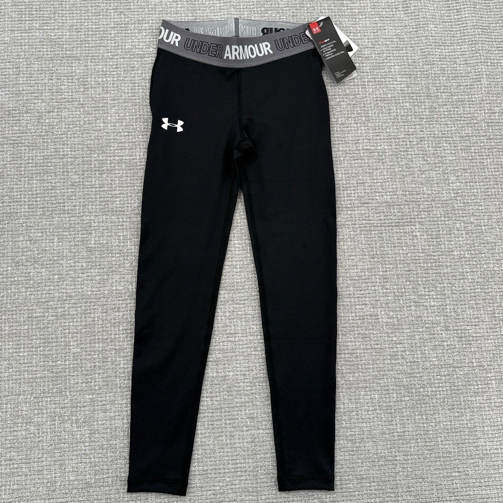 Under Armour Heat Gear Fitted Black Crop Leggings-Girl's Sz S YSM NEW $30